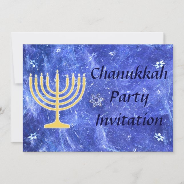Hanukkah Snowstorm Menorah Einladung (Vorderseite)