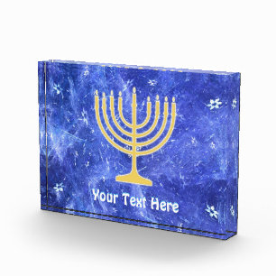 Hanukkah Snowstorm Menorah Fotoblock