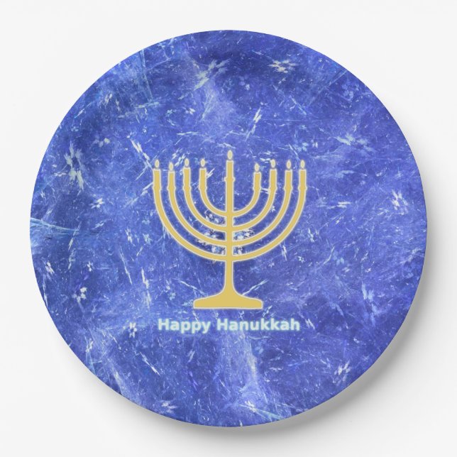 Hanukkah Snowstorm Menorah Pappteller (Vorderseite)