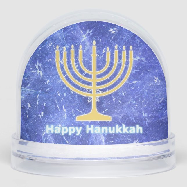 Hanukkah Snowstorm Menorah Schneekugeln (Vorderseite)