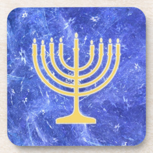 Hanukkah Snowstorm Menorah Untersetzer