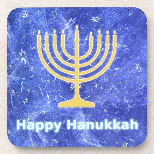 Hanukkah Snowstorm Menorah Untersetzer (Vorderseite)