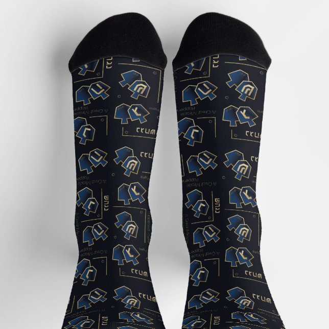 Hanukkah-Socken "Navy Dreidels" Socken (Oben)