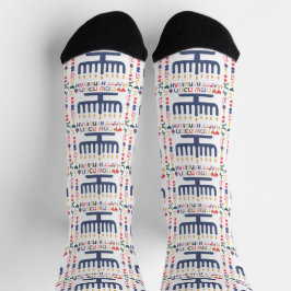 Hanukkah Socks "Menorah Happy" Socken