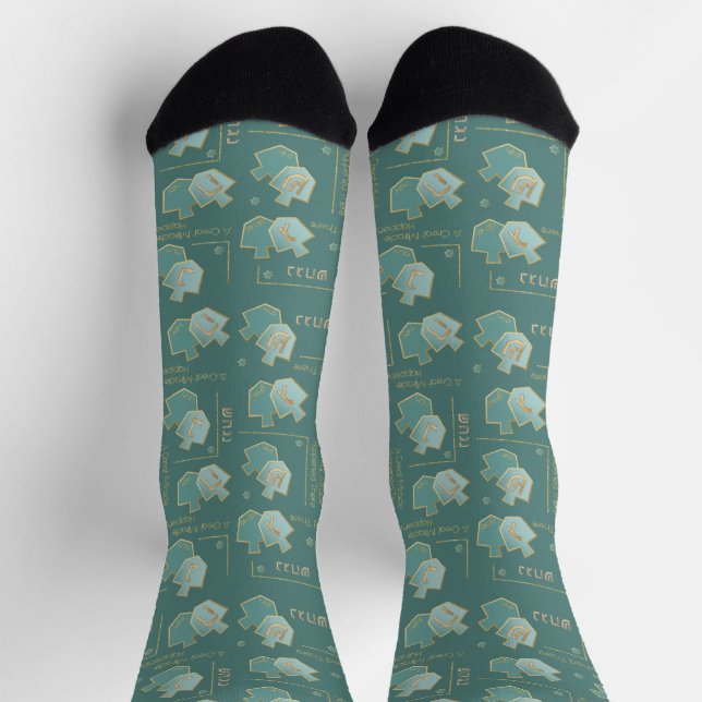 Hanukkah Socks "Teal Dreidels" Socken (Oben)