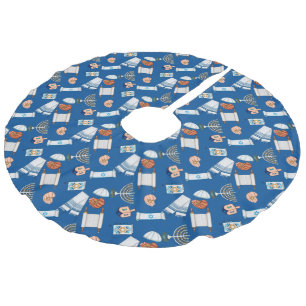Hanukkah-Spaß-Baumskirt Leinenimitat Weihnachtsbaumdecke