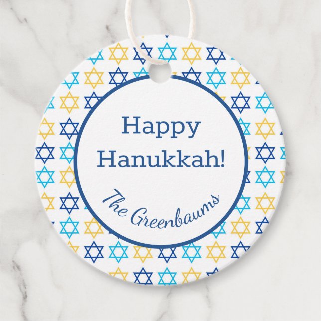 Hanukkah Star des David Classic Round Sticker Geschenkanhänger (Vorderseite)
