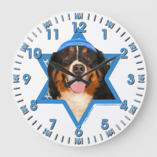 Hanukkah Star of David - Bernese Mountain Dog Große Wanduhr