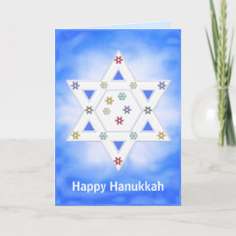 Hanukkah Star und Schneeflocken Blau Feiertagskarte