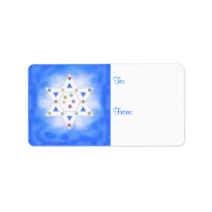 Hanukkah Star und Schneeflocken Blue Gift Tag Adressaufkleber
