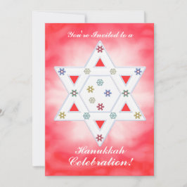 Hanukkah Star und Schneeflocken Celebration Red Einladung