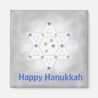 Hanukkah Star und Schneeflocken Grau Magnet