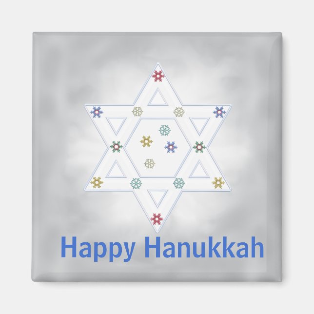 Hanukkah Star und Schneeflocken Grau Magnet (Vorne)
