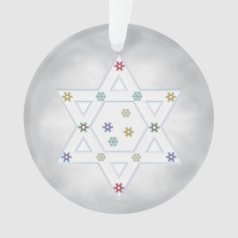 Hanukkah Star und Schneeflocken Grau Ornament