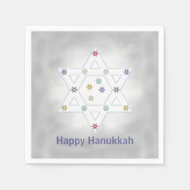 Hanukkah Star und Schneeflocken Grau Serviette