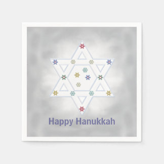 Hanukkah Star und Schneeflocken Grau Serviette