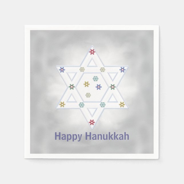 Hanukkah Star und Schneeflocken Grau Serviette (Vorderseite)