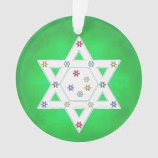 Hanukkah Star und Schneeflocken grün Ornament