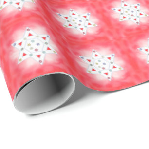 Hanukkah Star und Schneeflocken Rot Geschenkpapier