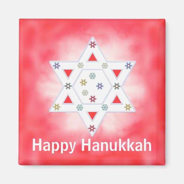 Hanukkah Star und Schneeflocken Rot Magnet (Vorne)