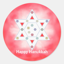 Hanukkah Star und Schneeflocken Rot Runder Aufkleber