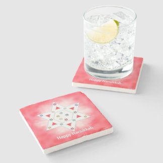 Hanukkah Star und Schneeflocken Rot Steinuntersetzer