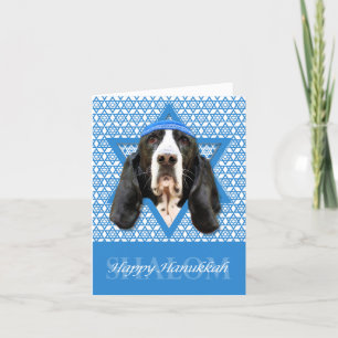 Hanukkah Star von David - Basset Hound - Jasmine Feiertagskarte