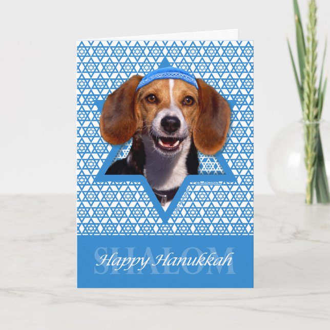 Hanukkah Star von David - Beagle Feiertagskarte (Vorderseite)