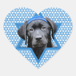 Hanukkah Star von David - Black Labrador Herz-Aufkleber