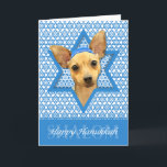 Hanukkah Star von David - Chihuahua Feiertagskarte<br><div class="desc">Was könnte Sprichwort Happy Hanukkah mehr Spaß machen, als diesen Chihuahua Hund mit einem Yamaka zu tragen, umgeben von dem Star von David. Dieses skurrile Urlaubsprojekt wird bestimmt Ihre Freunde, Familie und andere Hundefreunde begeistern. Dieses Design ist in über 100 Hundezüchten erhältlich. Wenn Sie Ihren Lieblingshund nicht sehen oder wenn...</div>
