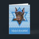 Hanukkah Star von David - Doberman - Rocky Feiertagskarte<br><div class="desc">Was könnte Sprichwort Happy Hanukkah mehr Spaß machen, als diesen Doberman Pinscher Hund mit einem Yamaka umgeben vom Star of David zu haben. Dieses skurrile Urlaubsprojekt wird bestimmt Ihre Freunde und Familie und andere Hundefreunde begeistern. Dieses Design ist in mehr als 100 Hundebüten erhältlich. Wenn Sie Ihren Lieblingshund nicht sehen...</div>