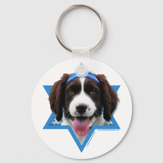 Hanukkah Star von David - English Springer Spaniel Schlüsselanhänger (Vorderseite)