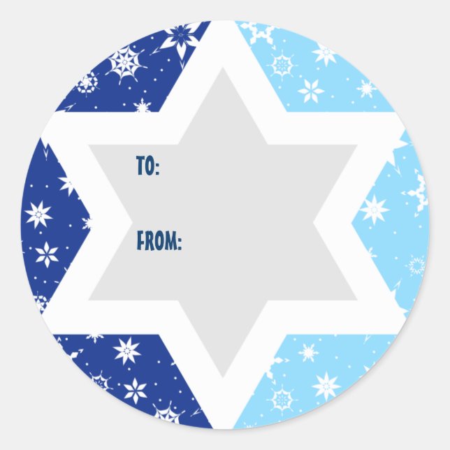 Hanukkah Star von David Snowflake Geschenksticker Runder Aufkleber (Vorderseite)