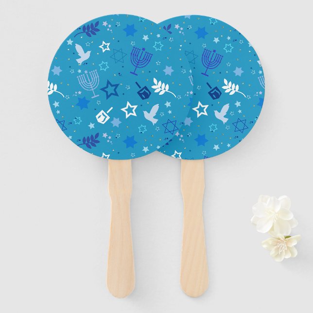 Hanukkah Stars Hand Fans Fächer (Vorne und Hinten)