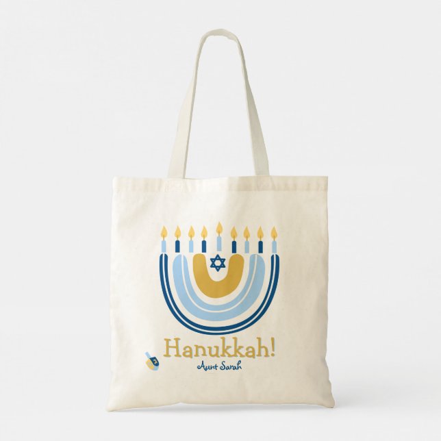 HANUKKAH Stars Menorah Dreidel Tote Bag Tragetasche (Rückseite)