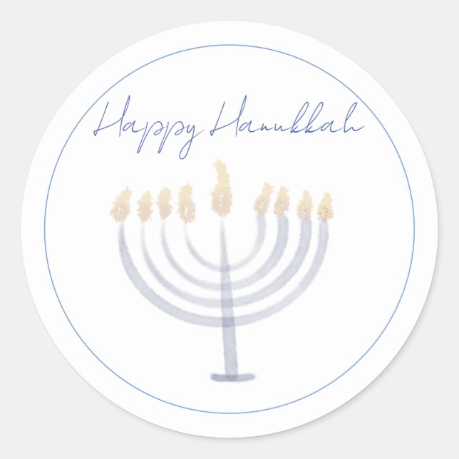 Hanukkah Sticker | Menorah | Runde (Vorderseite)