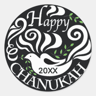 Hanukkah Stickers (1 1/2"/3") "Blackboard Dove"