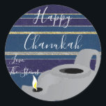 Hanukkah Stickers (1 1/2"/3")"Öllampe Gold/Silber<br><div class="desc">Hanukkah/Holiday Aufkleber, personalisieren. "Öllampe Gold/Silber" wählen Sie aus 1 1/2" und 3" Aufklebern. Personalisieren Sie, indem Sie Text mit Ihrer eigenen Nachricht löschen und ersetzen. Wählen Sie Ihre Lieblings-Schriftart-Größe, Stil und Farbe. Danke, dass du angehalten und eingekauft hast! Ihr Geschäft ist sehr geschätzt! Happy Hanukka! Form: Klassischer Round Sticker Machen...</div>