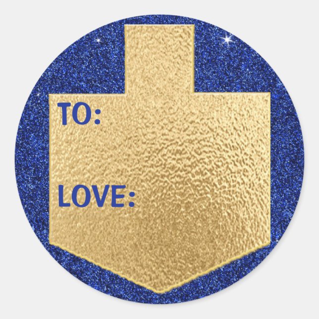 Hanukkah Stickers (1 1/2"/3")"Personalize Dreidel" (Vorderseite)