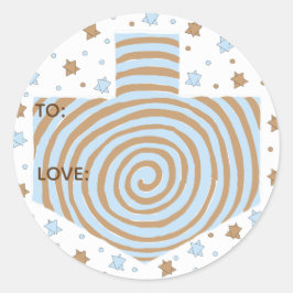Hanukkah Stickers (1 1/2" oder 3")Dreidel/Blau/Bra