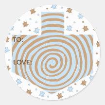 Hanukkah Stickers (1 1/2" oder 3")Dreidel/Blau/Bra