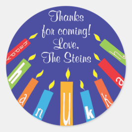 Hanukkah Stickers (1 1/2" oder 3") Farbige Kerzen
