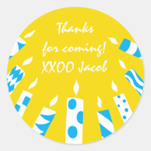 Hanukkah Stickers (1 1/2" oder 3") Yel/Blue Candle