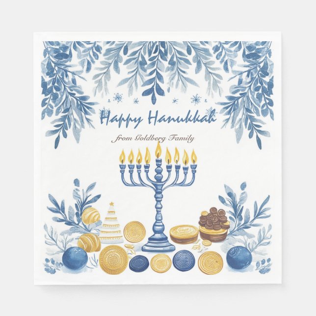 Hanukkah-Strahlung, Aquarell Serviette (Vorderseite)