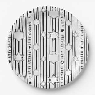 Hanukkah Streifen, Stars und Dreidels Pappteller