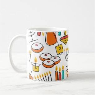 Hanukkah Symbole: jüdisches Urlaubsmuster. Kaffeetasse