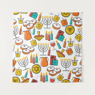 Hanukkah Symbole: jüdisches Urlaubsmuster. Wandteppich