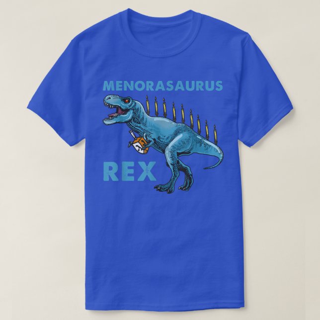Hanukkah T-Rex Menorasaurus Dinosaur Menorah Funny T-Shirt (Design vorne)