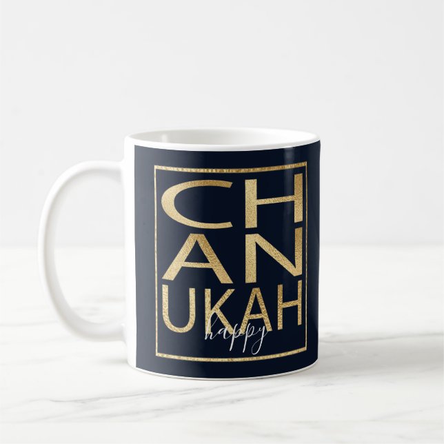 Hanukkah Tasse "Chanukah Happy Gold" (Links)