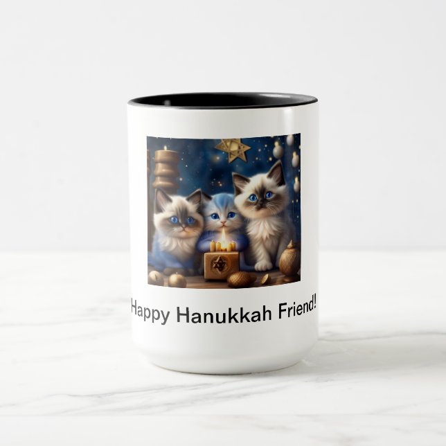 Hanukkah Tasse mit Ragdoll Katzen (Zentrum)
